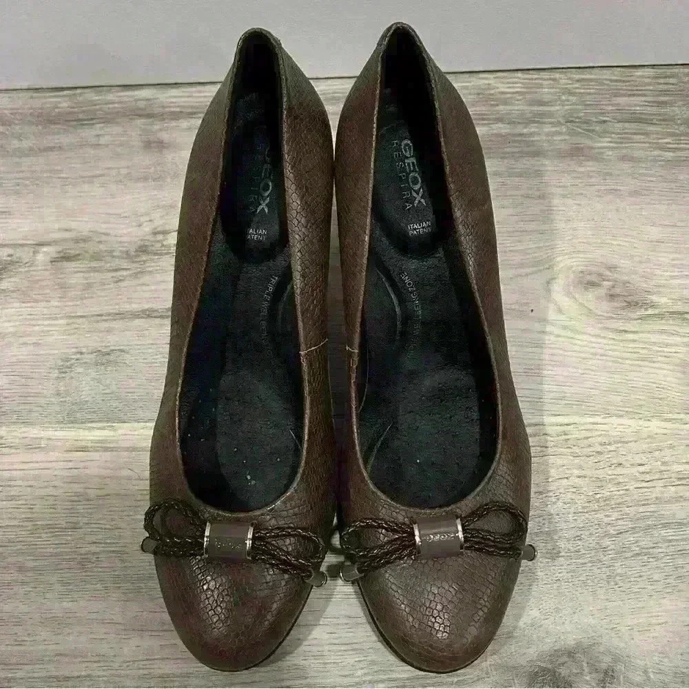 Geox Respira High Heels Annya Leather Shoes Brown Pumps Size EU 39.5 US 9